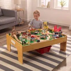 Kidkraft's Adventure Town Wooden Railway Train Set & Table, features a new innovative folding design, can be assembled in under a minute