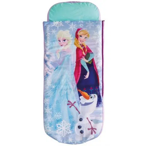 Disney Frozen Junior Readybed is A Portable All In One Children's Bed And Sleeping Bag, with A Soft And Cosy Machine Washable Cover, perfect for Frozen fans on sleepovers or nights away, indoors or outdoors.