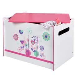Beautiful decorated, this Flowers and Birds Toy Box, will help with keeping your childs Bedroom or Playroom tidy and organised.