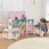 Kidkraft Abbey Manor Dollhouse with Victorian styling uses a double-hinged design to open up for imaginative fun or fold away for convenience.