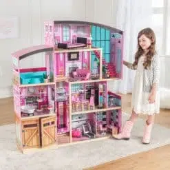KidKraft Shimmer Mansion is a large stylish wooden Doll House complete with 30 accessories that would be a perfect platform for young imaginations.