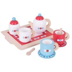 Bigjigs Teatime Tray Set is an adorable  wooden Tea Time playset with everything they need to host the perfect tea party