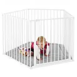 BabyDan Olaf Pentagon Playpen is a modular Play Pen consisting of five 72cm panels with a gated opening, that is designed and made in Denmark to keep your baby or toddler, safe