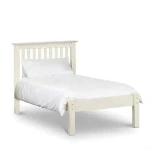 Elegant Barcelona Kids Single Bed with Low Foot End Bed in Soft White, would fit right into many child's room decors.