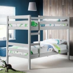 Camden Bunk Bed is classic solid wood Bunk Bed finished in a Dove Grey finish combining style and durability will complement any setting