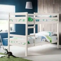 Camden Bunk Bed is a classic solid wood Kids Bunk Bed finished in a soft white finish combining style and durability will complement any setting