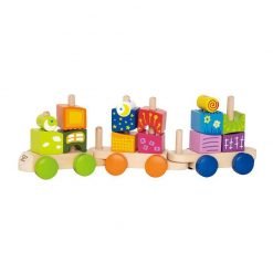 Hape Fantasia Blocks Train, a colourful wooden pull along toy featuring blocks with enchanting patterns, that will inspire building and creativity.