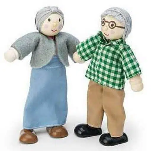 Le Toy Van Grandparents are a pair of wooden bendable characters, complete with a grandmother and grandfather dressed in hand finished outfits .