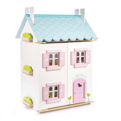 Le Toy Van Blue Bird Cottage Doll House is a beautifully designed and finished wooden dollhouse complete with 37 furniture pieces.