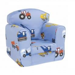 Kids Armchair Toy Trucks is a comfortable, practical and stylish Construction Vehicles designed  Loose Covered Armchair that would be perfect in any bedroom.