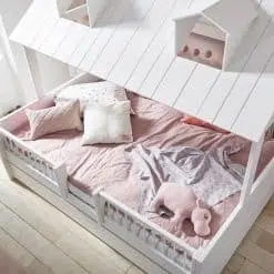 Lifetime Beach House Bed, would provide a wonderful transition from Toddler Bed to Big Bed with lots of room to grow and it allows Mum or Dad to lie in as well to read a bedtime story.