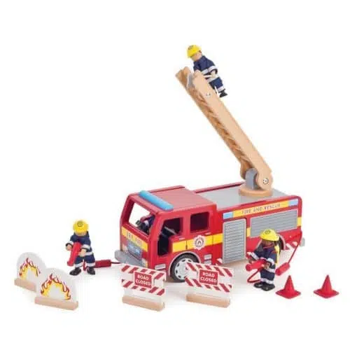 Tidlo Fire Engine is delightful wooden toy engine playset, perfect for any budding Firemen and Firewomen