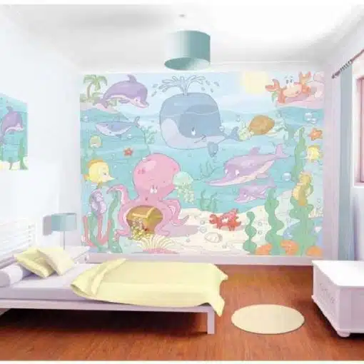 Walltastic Baby Under the Sea Wall Mural enables you to completely transform the nursery space into an enthralling themed environment for your baby to play, rest and learn.