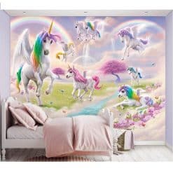 Walltastic Magical Unicorn Wall Mural, will help to create a magical room for your child with this stunningly beautiful Kids Wall Mural,