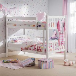 Zodiac Bunk Bed with its gentle curves, simplistic elegant design and brilliant white finish would be well suited to most kids rooms