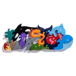 Alphabet Jigsaw Numbers Ocean - explore the depths of the deep blue sea with this amazing chunky wooden jigsaw puzzle, including some fascinating underwater creatures