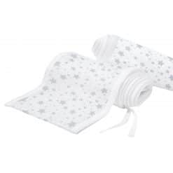 BreathableBaby Cot Bumper Grey Stars, is a soft, breathable and comfy air mesh cot bumper that helps to protect baby from bumps and bruises