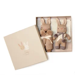 This wonderfully soft Baby Threads Bunny Taupe Gift Set would be a great present for any new born baby. Presented in an illustrated colour gift box