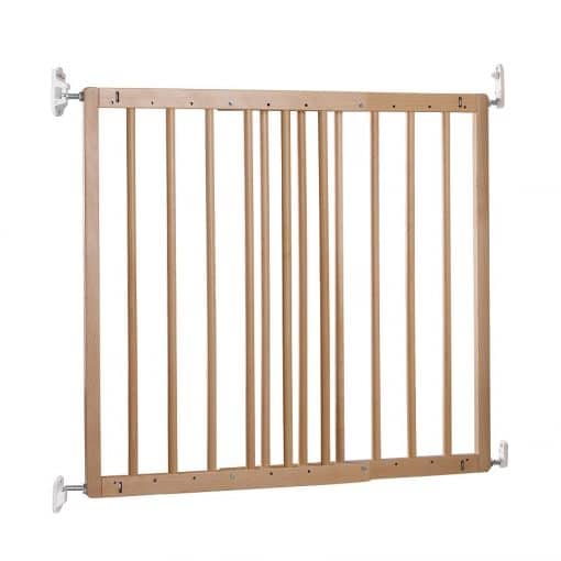 Babydan Lena Wood Safety Gate features BabyDan's unique child-proof release fittings, which allow quick installation and removal.