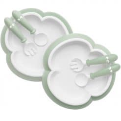Babybjorn Plate Spoon and Fork set in powder green