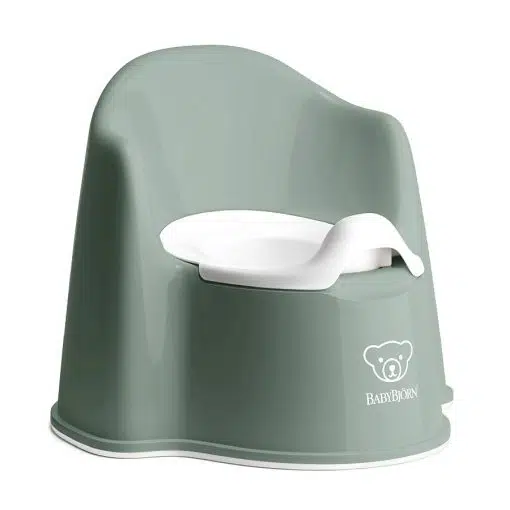 Babybjorn Potty Chair Green is a comfy potty, soft contours, a high backrest and supportive armrests, relax and take all the time they need.