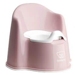 Babybjorn Potty Chair in Pink is a comfy potty with soft contours, a high backrest and supportive armrests, so your child can sit back, relax and take all the time they need.