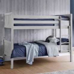 The elegant Bella Bunk Bed is as robust as it's stylish, made from a combination of Solid Pine and MDF and finished in a Dove Grey lacquer.