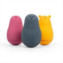Bigjigs Bath Buddies comes as a set of three Arctic animal-themed bath toys, including a grey penguin, yellow polar bear and pink seal.