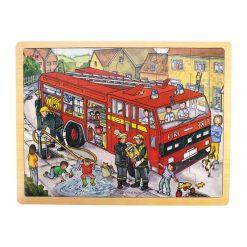Bigjigs Wooden Tray, Fire Engine Jigsaw is a classic 24 piece puzzle designed for little hands. Helps develop dexterity, matching skills and concentration.