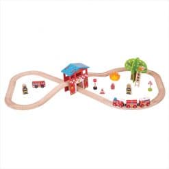 Bigjigs Fire & Rescue Train Set combines two of the most enduring Wooden Toys, Train Sets and Fire Stations