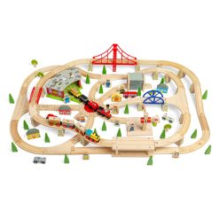 Bigjigs Freight Train Set is a brightly coloured 130 piece wooden train set and has over 11 metres of track. Includes Storage Box