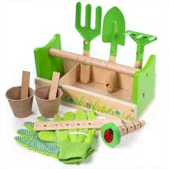 Bigjigs Gardening Caddy packed with kids garden tools and everything young gardeners need to get started, ideal for Window Boxes or Gardens