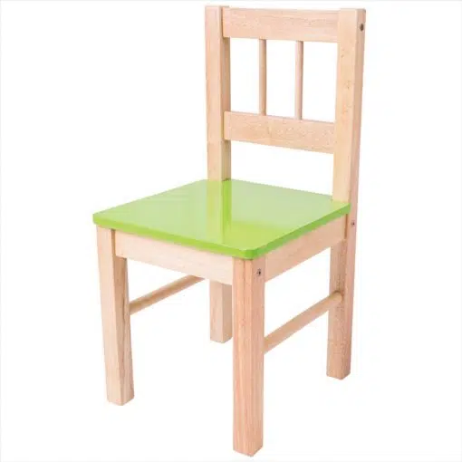 Bigjigs Green Chair is a sturdy kids wooden chair with a green seat that is the perfectly sized for children to sit on, and sure to enhance any playroom or bedroom!