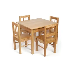 Bigjigs Natural Wooden Table and 2 Chairs set is crafted from solid hardwood, to be sturdy & durable, ideal for living room, playroom, or any kids room.