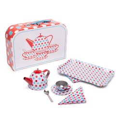 Bigjigs Spotted Tea Set is a brightly coloured kids tea set that comes complete with a handy carry case for afternoon tea on the go.