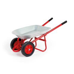 Bigjigs Wheelbarrow comes with two wheels to help ensure that your little one's load doesn't tip over and strong sturdy easy grip handles.