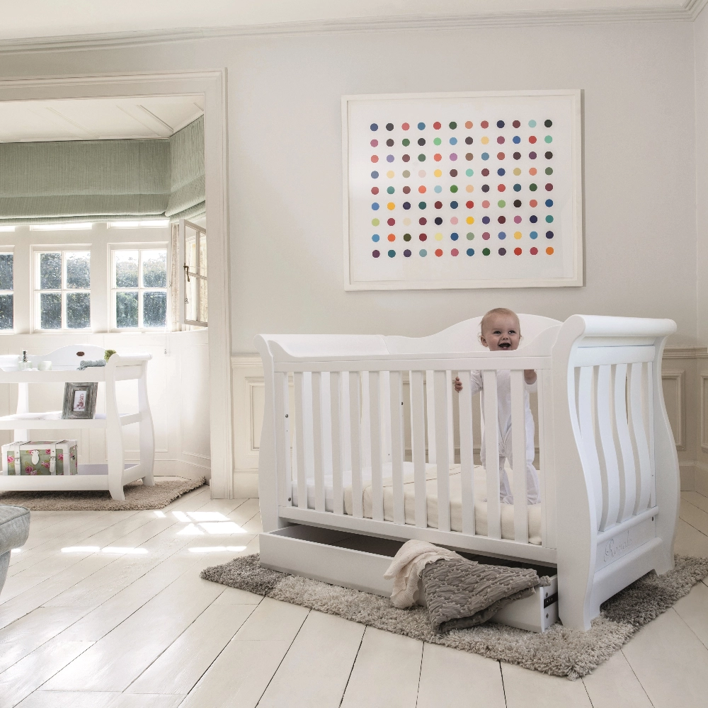 Boori Sleigh Royale Cot Bed - Barley White - Ex Display - Little