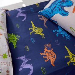 Prehistoric Dinosaur Toddler Fitted Sheet by Catherine Lansfield featuring a wonderful selection of prehistoric Dinosaurs, will bring a sense of adventure into your child's bedroom with this playful Dino toddler bed fitted sheet