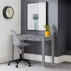 Carrington Desk in Grey is an elegant full height wooden desk with two drawers, finished in a Grey lacquer.