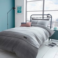 Denim Grey Duvet Cover Set by Catherine Lansfield, a cool denim kids bedding, in a washed grey denim print with contrast stitch detail