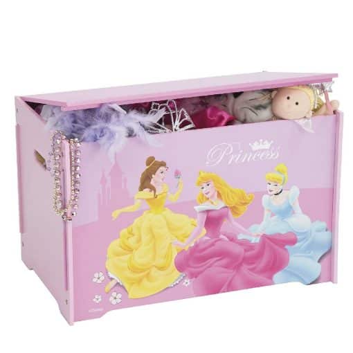 Wonderfully Decorated with Disney Princess on a Pink background this sturdy Toy Box will help to keep your child's Bedroom tidy