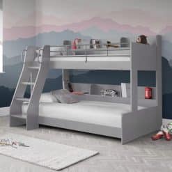 Domino Triple Sleeper, combines a double and single bed in a sturdy Bunk Bed that accommodates three children.