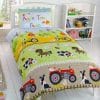 Farm Single Duvet Cover and Pillowcase Set is a  fun-filled childrens bedding set featuring cute horses, sheep, dogs and tractors.