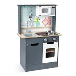 Hape Kitchen With Light & Sound, a wooden play kitchen, including an electronic light-up stove, realistic cooking sound effects and a turning Kitchen Tap  