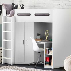 Hercules Highsleeper has been designed with perfect functionality and space optimisation for any kids room, with a bed, wardrobe, desk and loads of built-in storage.