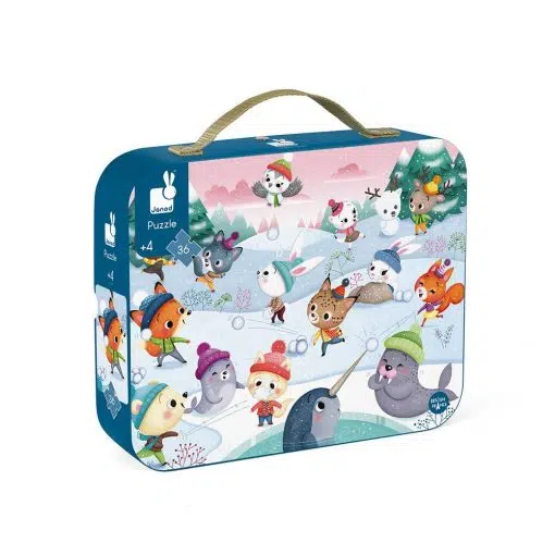 anod Snow Party Puzzle is a 36 piece jigsaw puzzle in a carry case, suitable for children 4 - 6 years of age