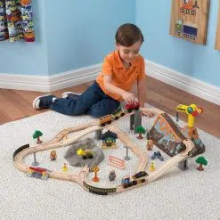 Kidkrafts bucket top construction train set lets kids explore through construction! When playtime is finished, storing this train set is a breeze – everything comes packaged in a convenient bucket.