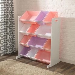 Kidkraft 12 Bin Storage Unit Pastel provides kids with 12 different  places at a convenient height to store toys, clothes, sports equipment and more.