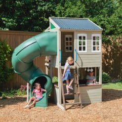 KidKraft Cozy Escape Playhouse is a double-decker, covered structure, with ladder and tube slide, that’ll entertain kids all day long.