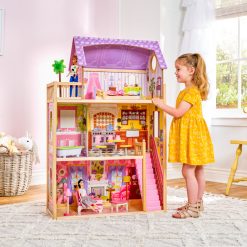 Kidkraft Kayla Dollhouse is a beautiful wooden dolls house for young girls who want their fashion dolls to live in style, with 10 play pieces